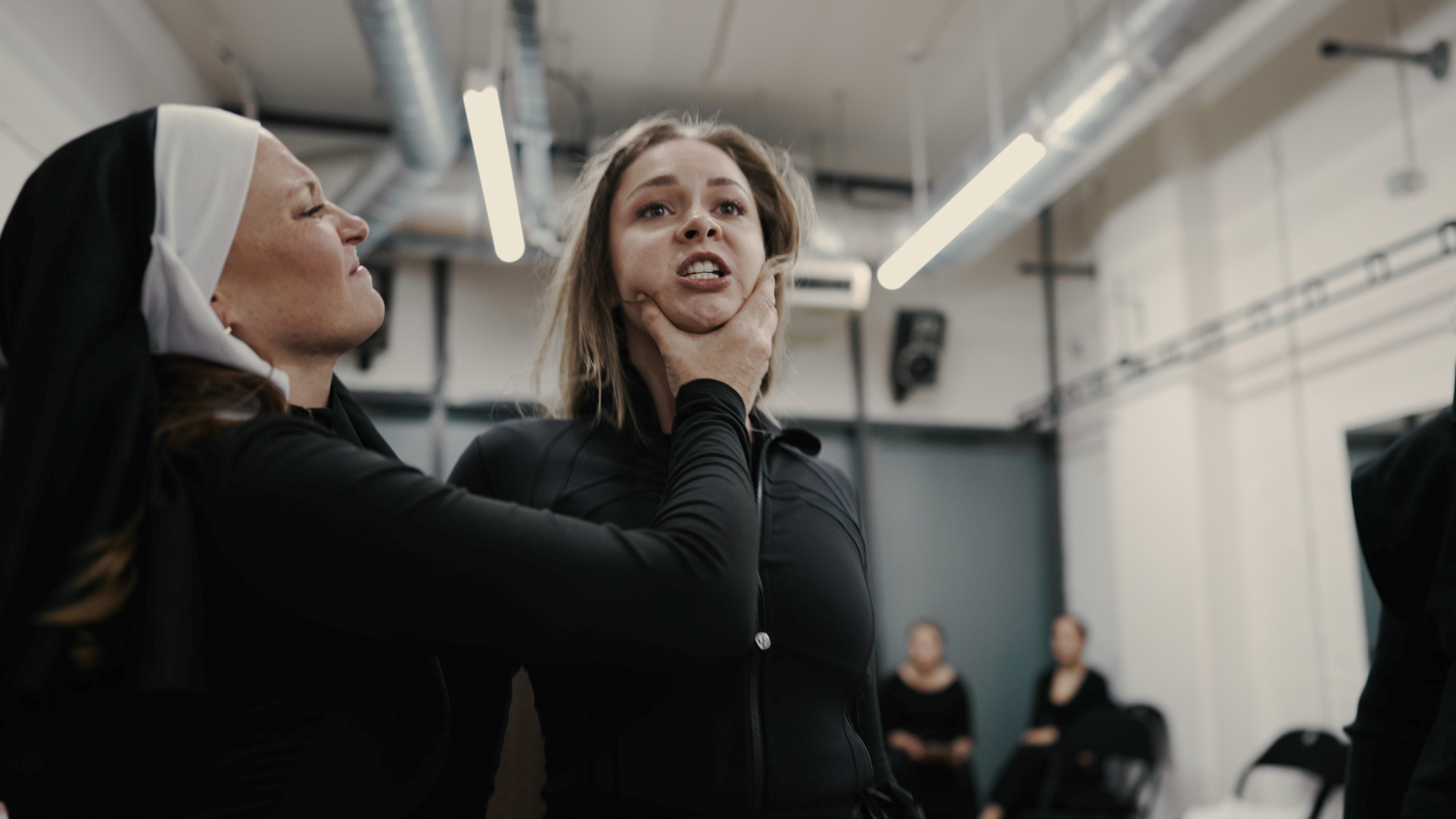 Nun character in an intense scene